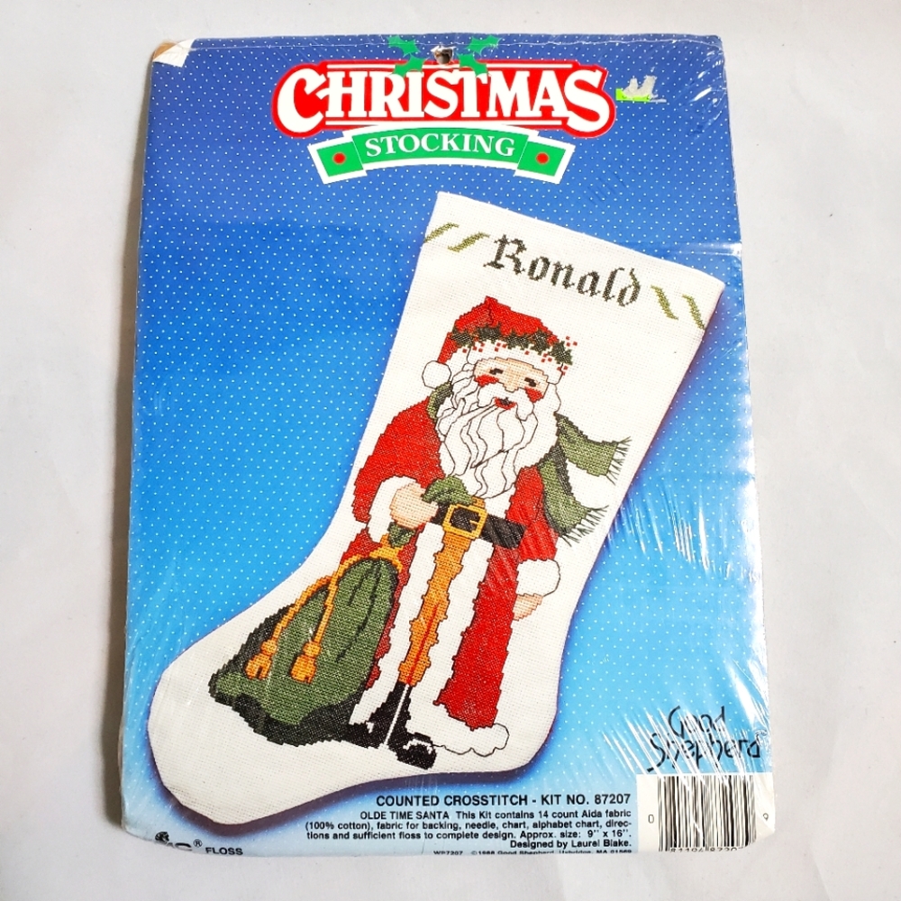 Vintage Cross Stitch Santa Christmas Stocking Kit